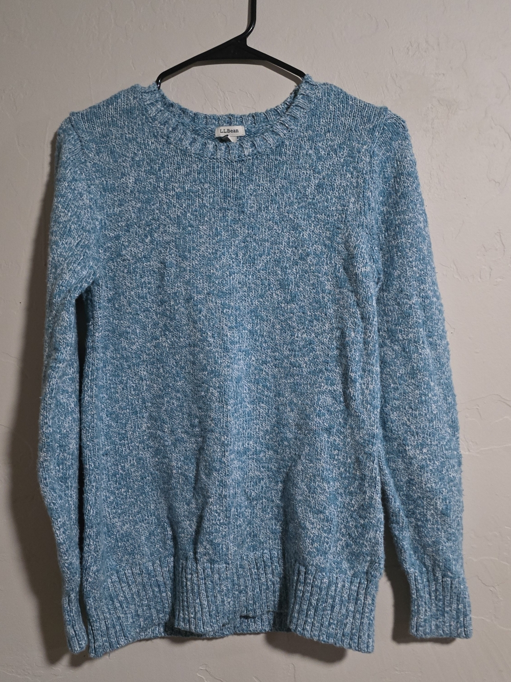 L.L. Bean Women Marled Sky Blue Crewneck Sweater